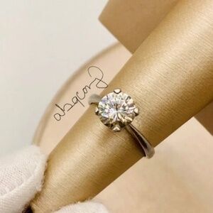 1.75 carat Moissanite  Platinun Ring